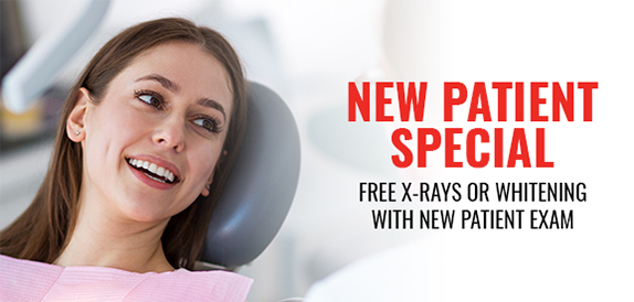 New patient special free x rays or whitening with new patient exam